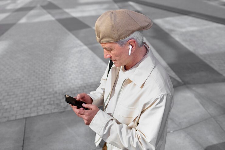 Configuración de smartphones para personas mayores Persona mayor aprendiendo a usar un smartphone con ayuda